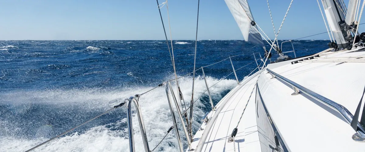 Deck of Ostwind II, a Bavaria C42 sailboat at Cala Egos, Spain