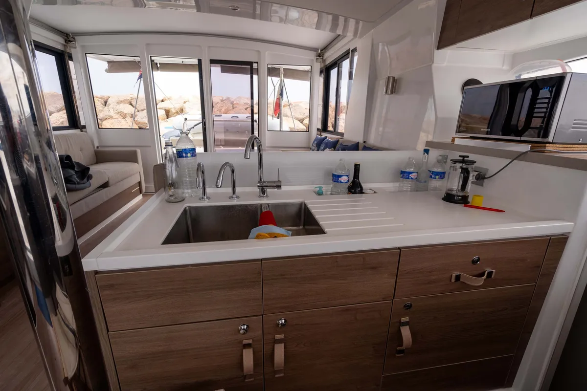 Galley of Zaz, a Bali 4.2 catamaran at Hyères, France