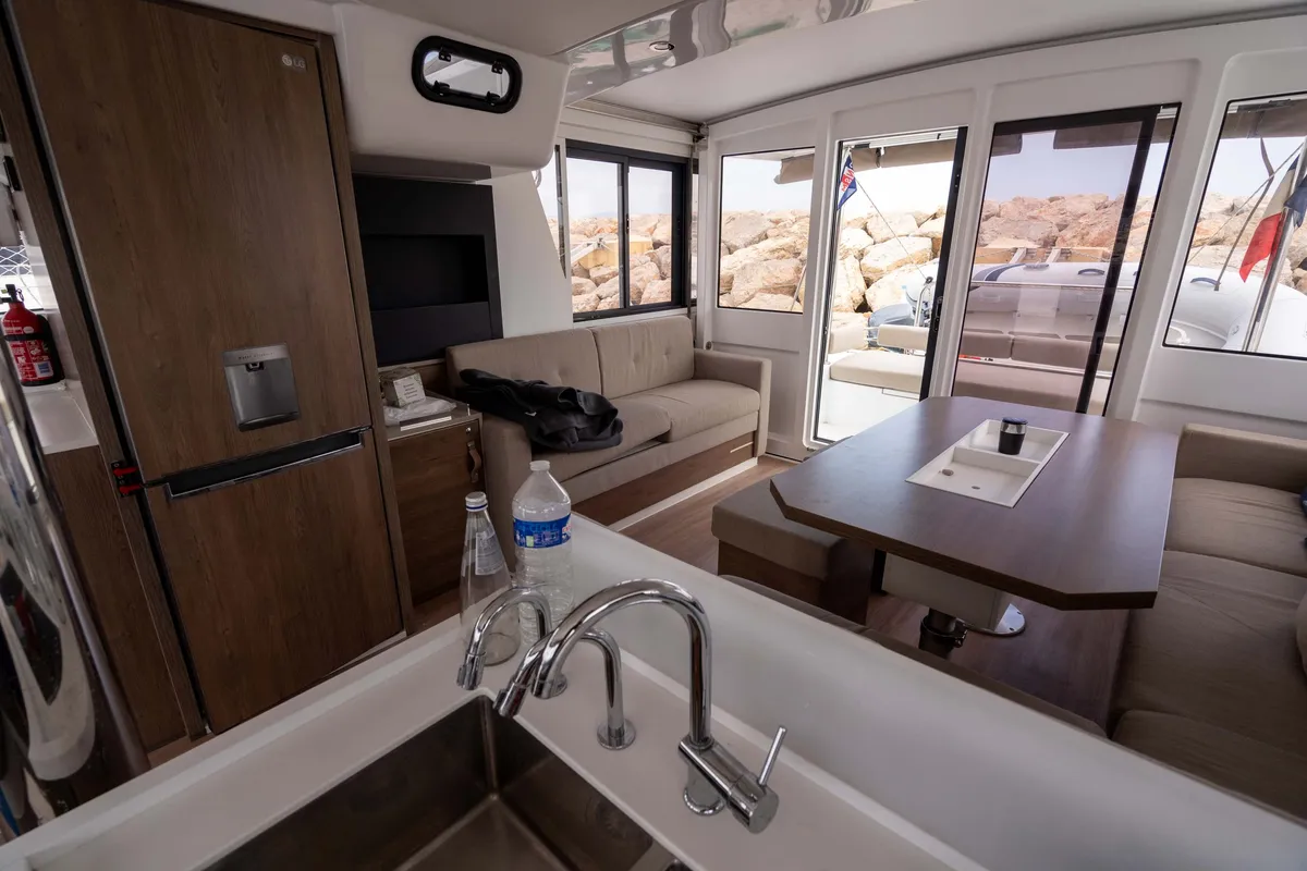 Salon of Zaz, a Bali 4.2 catamaran at Hyères, France