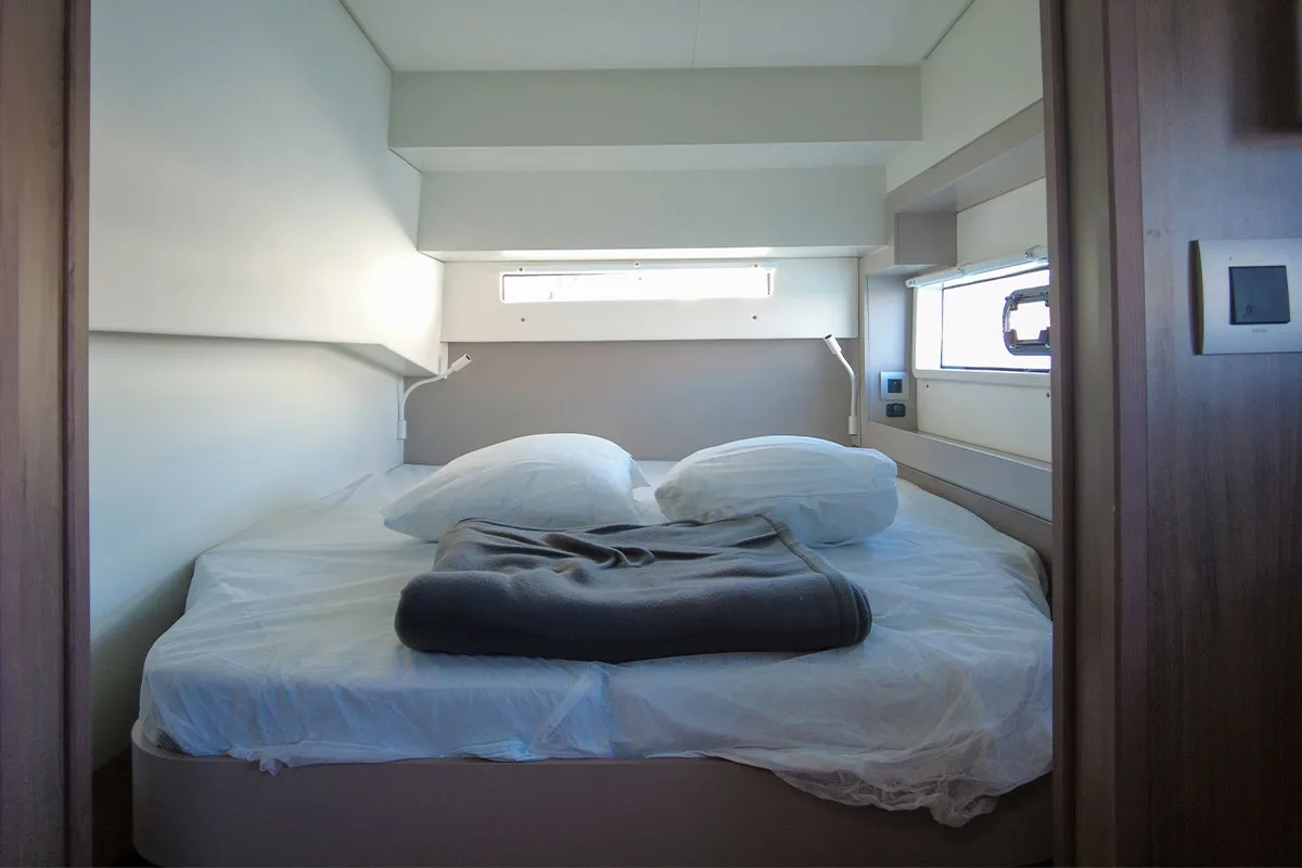 Cabin on Zaz, a Bali 4.2 catamaran at Hyères, France