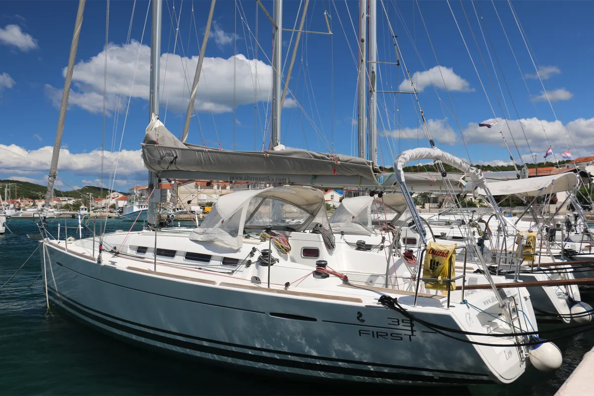 Exterior view of Aquarius, a Beneteau First 35 sailboat at Jezera, Croatia