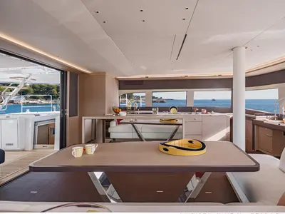 Galley of Lagoon Sixty 5, a catamaran at Olbia, Italy