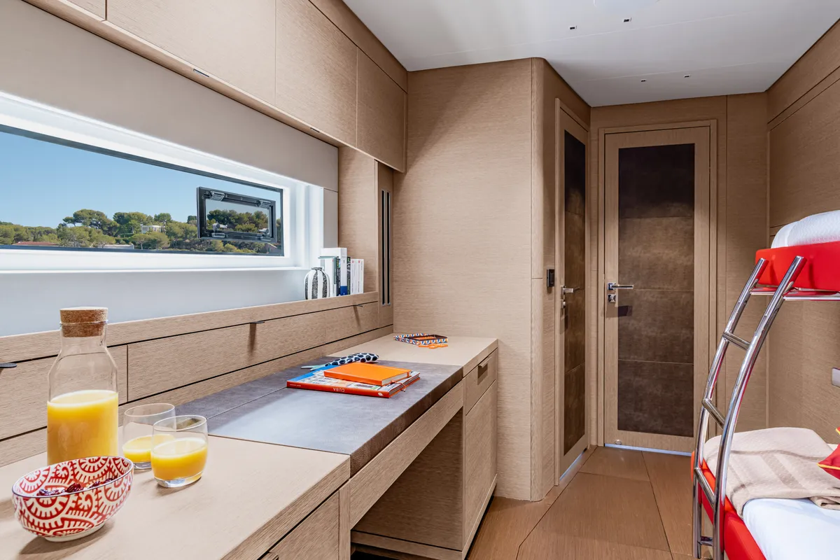 Cabin on Lagoon Sixty 5, a catamaran at Olbia, Italy