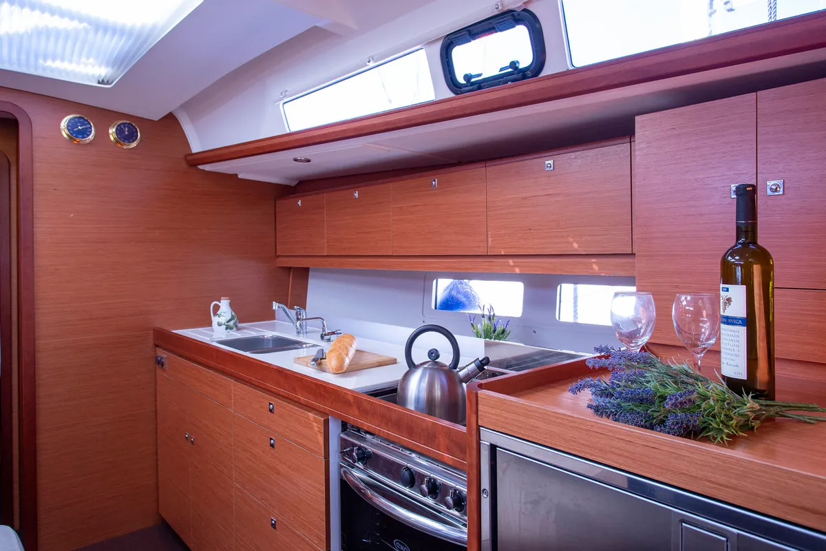 Galley of Mincipesa, a Dufour 460 GL sailboat at Grad Pula, Croatia