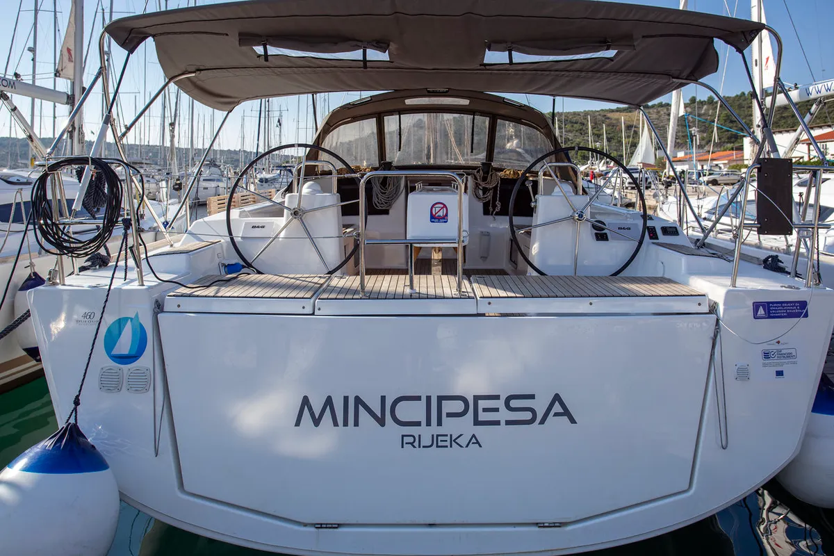 Cockpit of Mincipesa, a Dufour 460 GL sailboat at Grad Pula, Croatia
