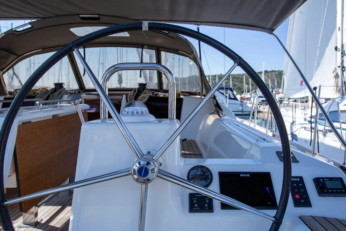 Cockpit of Mincipesa, a Dufour 460 GL sailboat at Grad Pula, Croatia