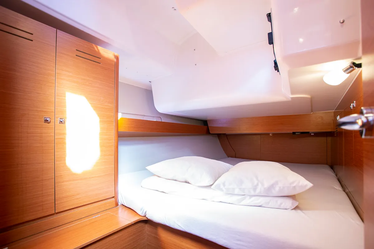 Cabin on Mincipesa, a Dufour 460 GL sailboat at Grad Pula, Croatia