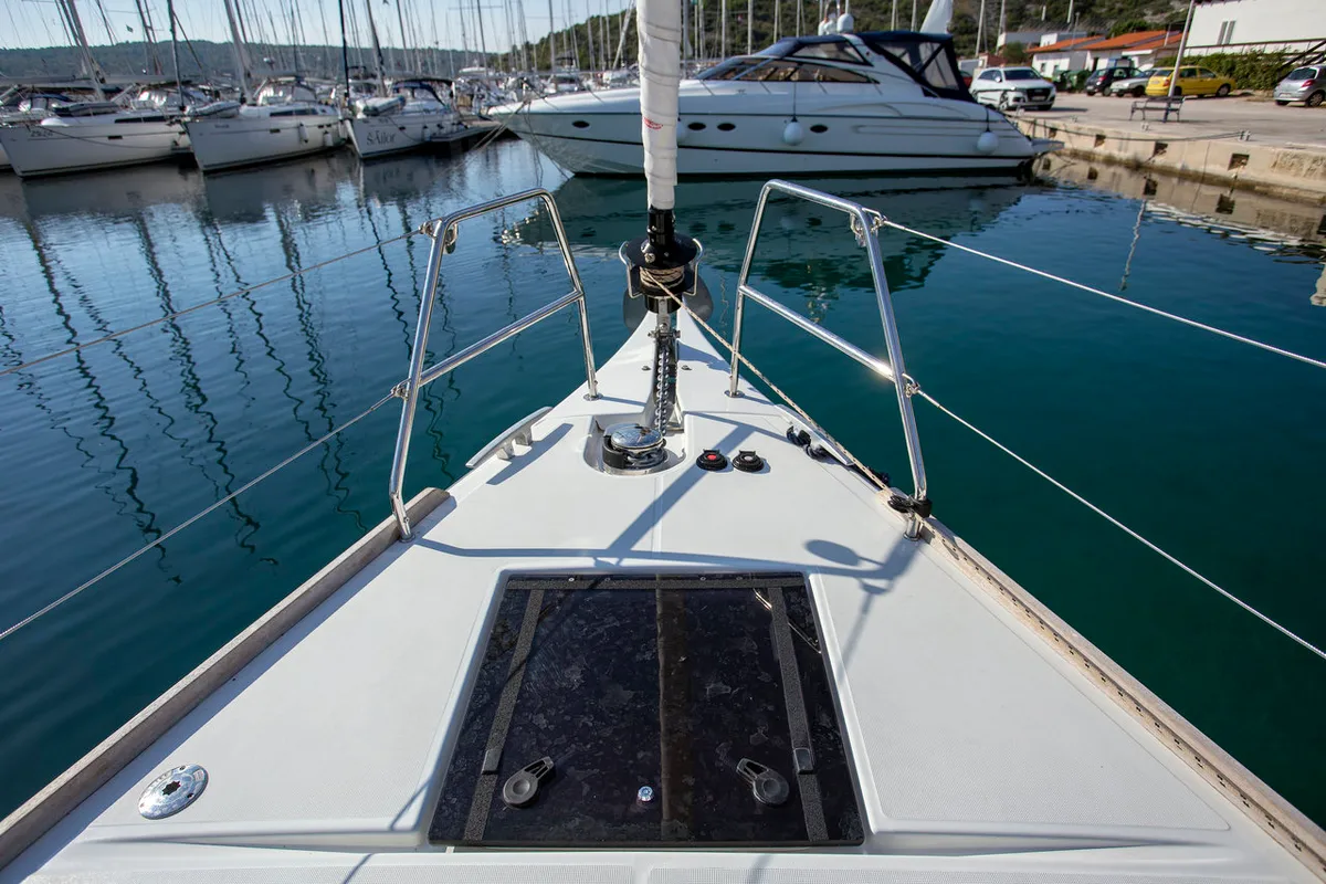 Deck of Mincipesa, a Dufour 460 GL sailboat at Grad Pula, Croatia