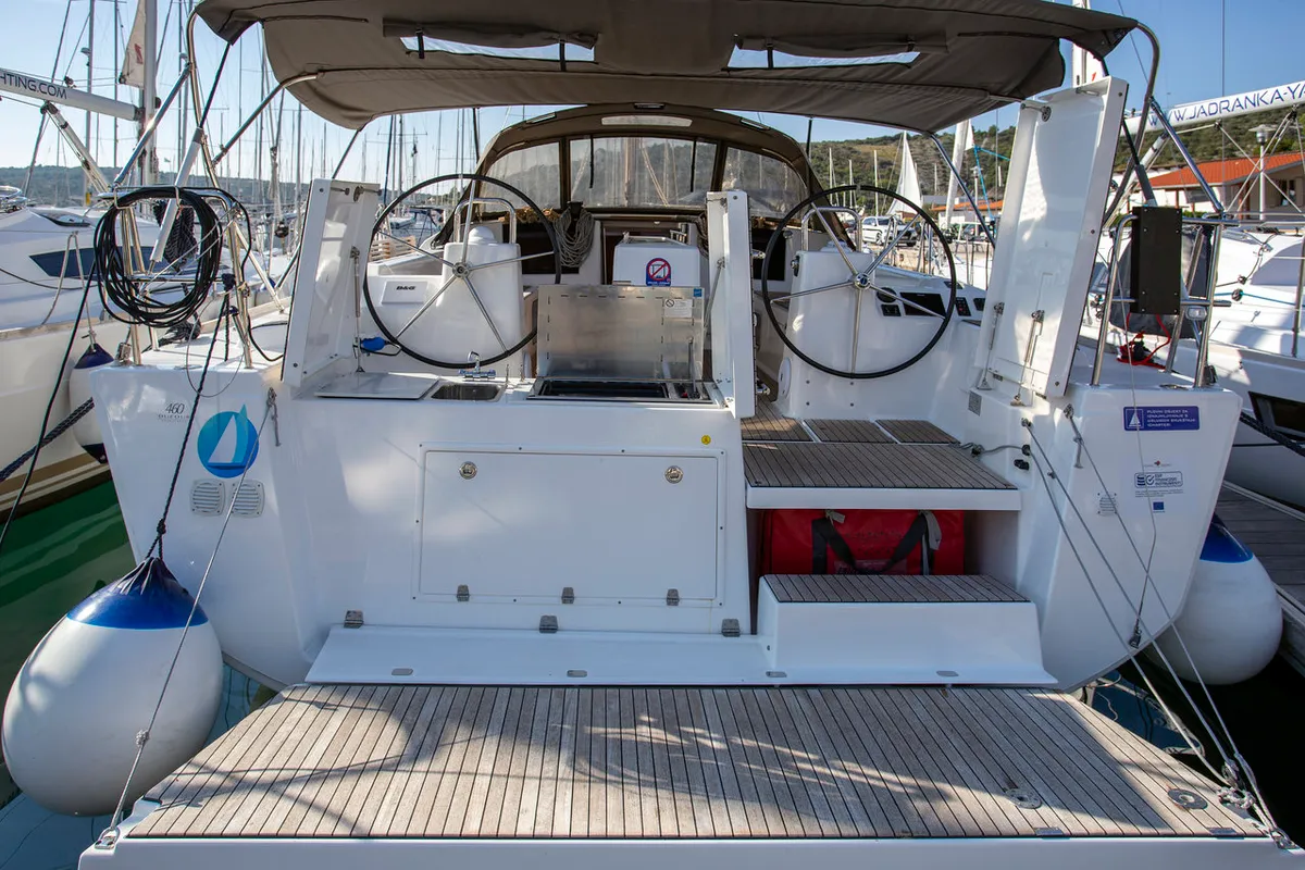 Deck of Mincipesa, a Dufour 460 GL sailboat at Grad Pula, Croatia