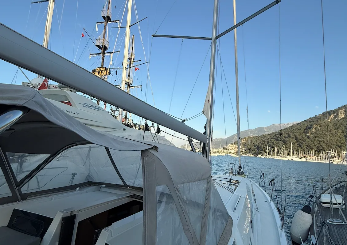 Deck of Athena 2, a Beneteau Oceanis 46.1 sailboat at Fethiye, Turkey