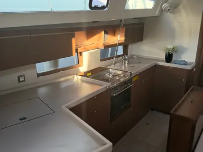 Galley of Athena 2, a Beneteau Oceanis 46.1 sailboat at Fethiye, Turkey