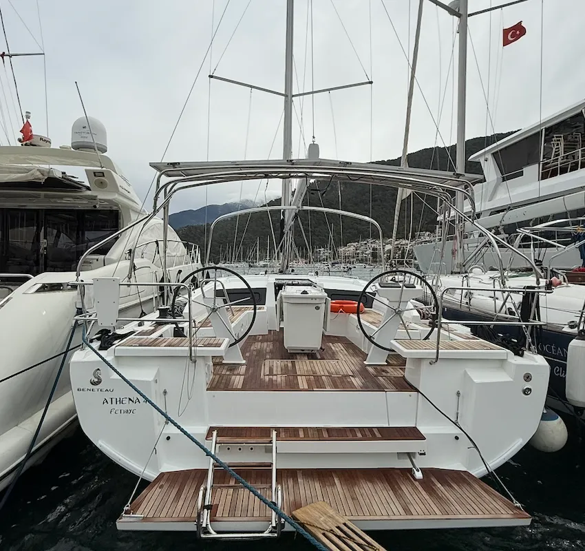 Exterior view of Athena 2, a Beneteau Oceanis 46.1 sailboat at Fethiye, Turkey