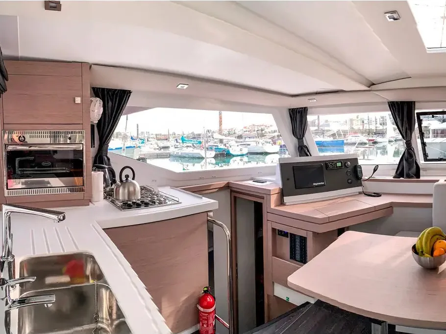 Galley of Merengue, a Fountaine Pajot Lucia 40 catamaran at Tivat, Montenegro