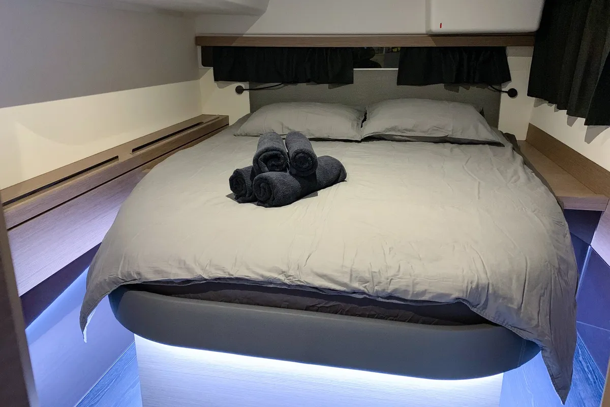Cabin on Merengue, a Fountaine Pajot Lucia 40 catamaran at Tivat, Montenegro