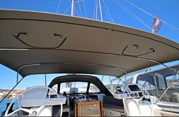 Cockpit of My Way, a Dufour Exclusive 56 sailboat at Općina Rogoznica, Croatia