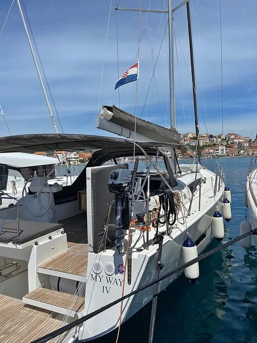 Exterior view of My Way, a Dufour Exclusive 56 sailboat at Općina Rogoznica, Croatia