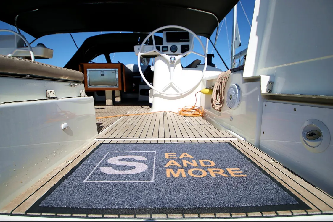 Cockpit of My Way, a Dufour Exclusive 56 sailboat at Općina Rogoznica, Croatia