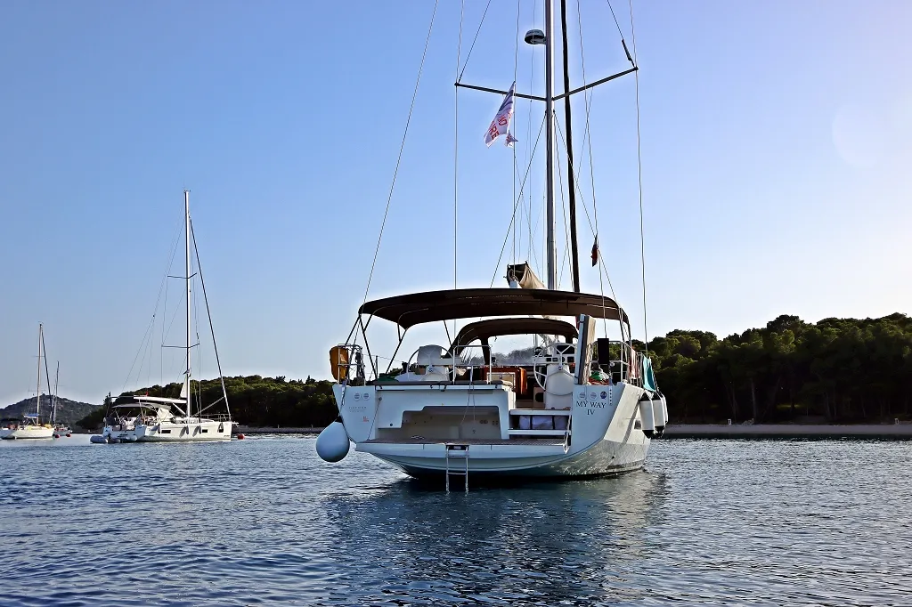 Exterior view of My Way, a Dufour Exclusive 56 sailboat at Općina Rogoznica, Croatia