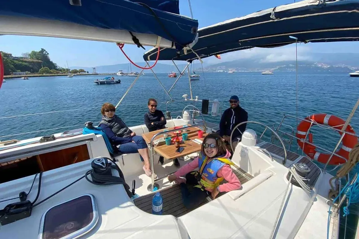 Deck of Machimbombo, a Dufour 385 Grand Large sailboat at Portimão, Portugal
