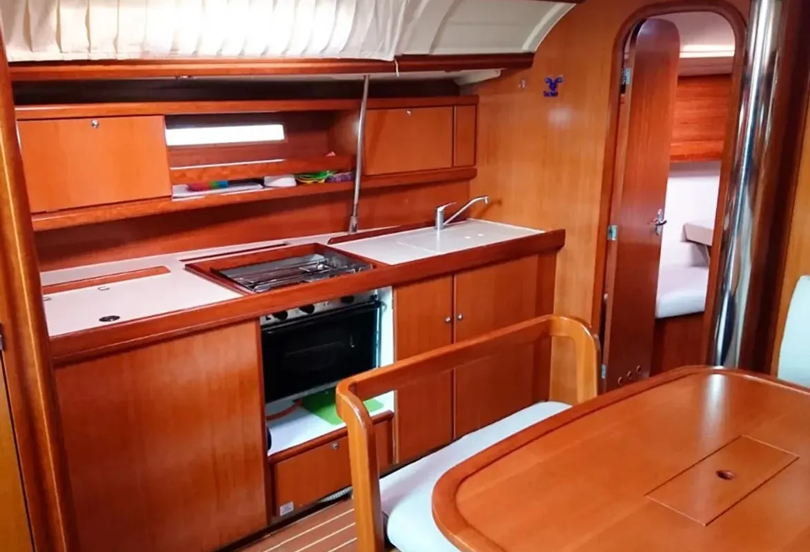 Galley of Machimbombo, a Dufour 385 Grand Large sailboat at Portimão, Portugal