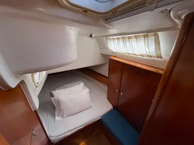 Cabin on MIRNA, a Bavaria 44 sailboat at Zadar, Croatia