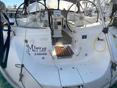 Cockpit of MIRNA, a Bavaria 44 sailboat at Zadar, Croatia