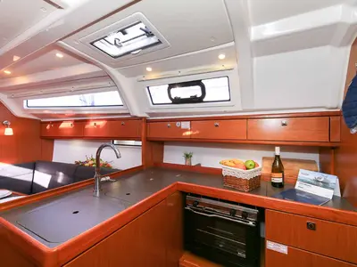 Galley of Bella Angelina, a Bavaria Cruiser 37 sailboat at Grad Pula, Croatia