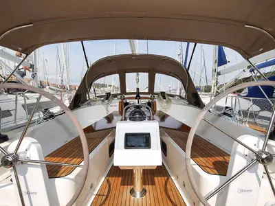 Cockpit of Bella Angelina, a Bavaria Cruiser 37 sailboat at Grad Pula, Croatia