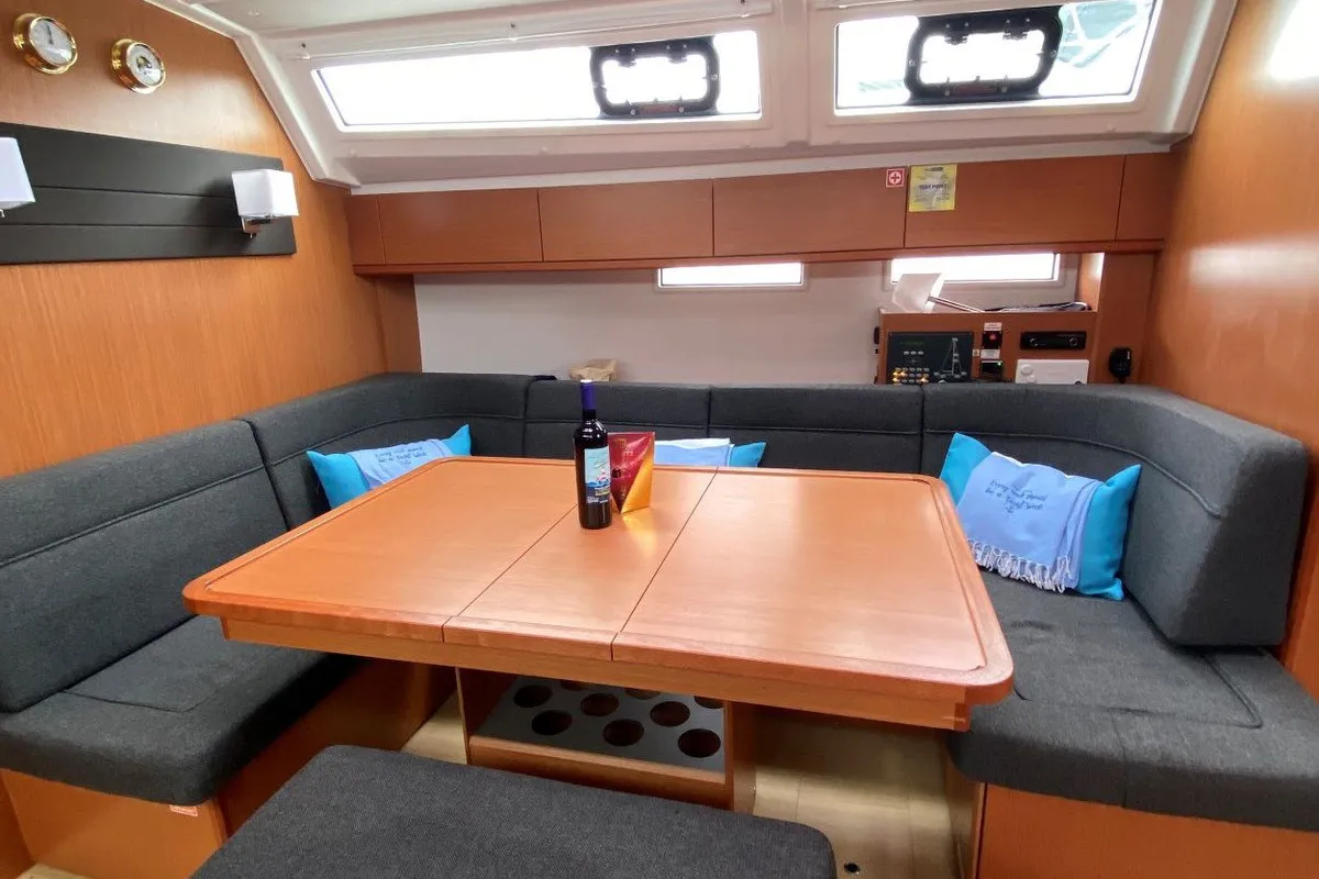 Salon of Tess Point, a Bavaria Cruiser 46 sailboat at Split, Croatia