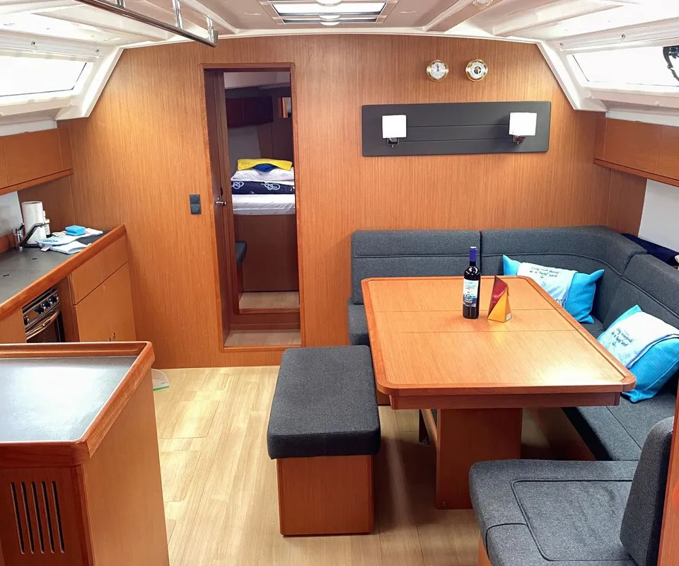 Salon of Tess Point, a Bavaria Cruiser 46 sailboat at Split, Croatia