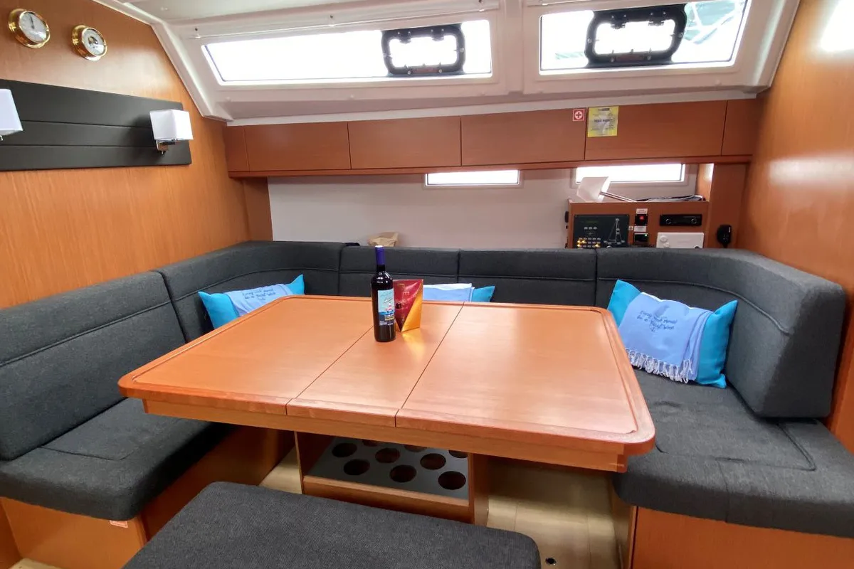 Salon of Tess Point, a Bavaria Cruiser 46 sailboat at Split, Croatia