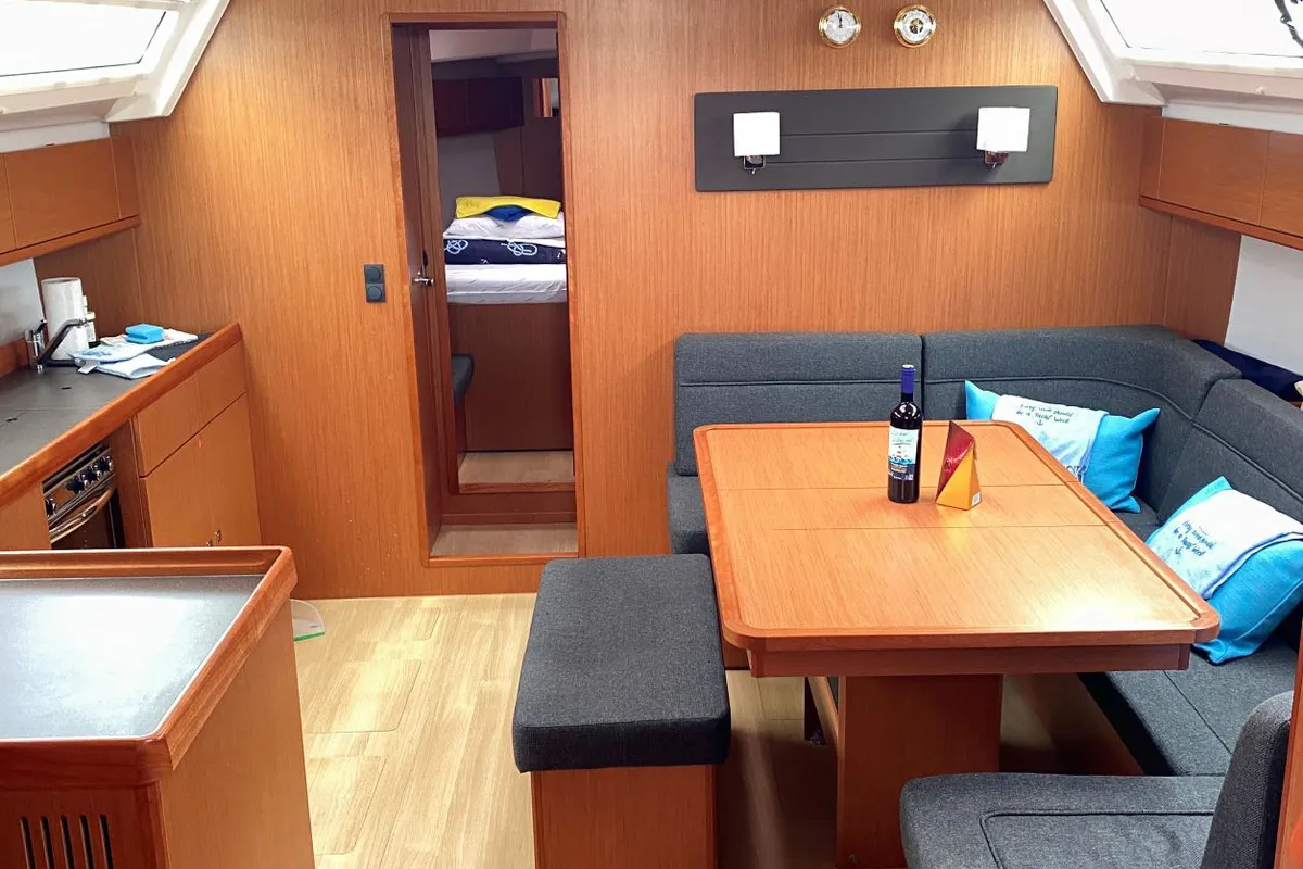 Salon of Tess Point, a Bavaria Cruiser 46 sailboat at Split, Croatia