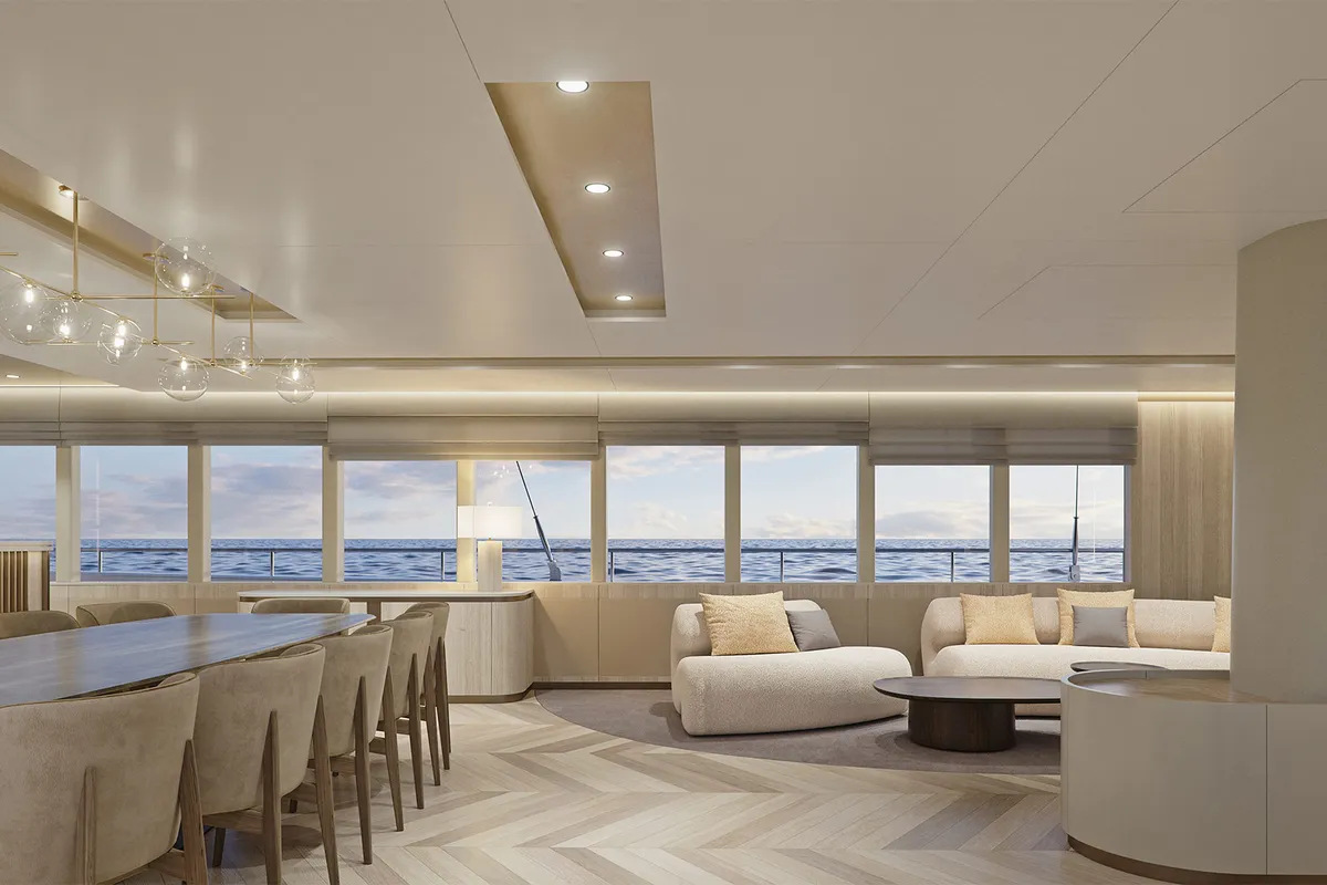 Salon of M/S Ad Astra, a Kolotura M/S Ad Astra motor yacht at Split, Croatia