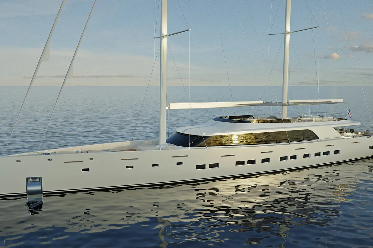 Exterior view of M/S Ad Astra, a Kolotura M/S Ad Astra motor yacht at Split, Croatia