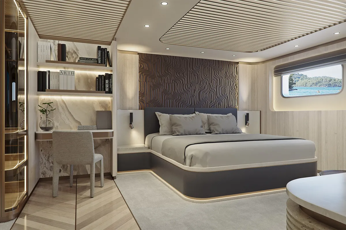 Cabin on M/S Ad Astra, a Kolotura M/S Ad Astra motor yacht at Split, Croatia