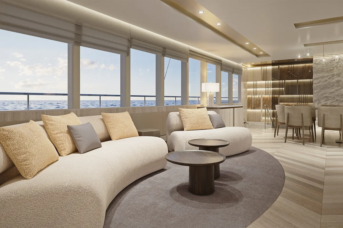 Salon of M/S Ad Astra, a Kolotura M/S Ad Astra motor yacht at Split, Croatia