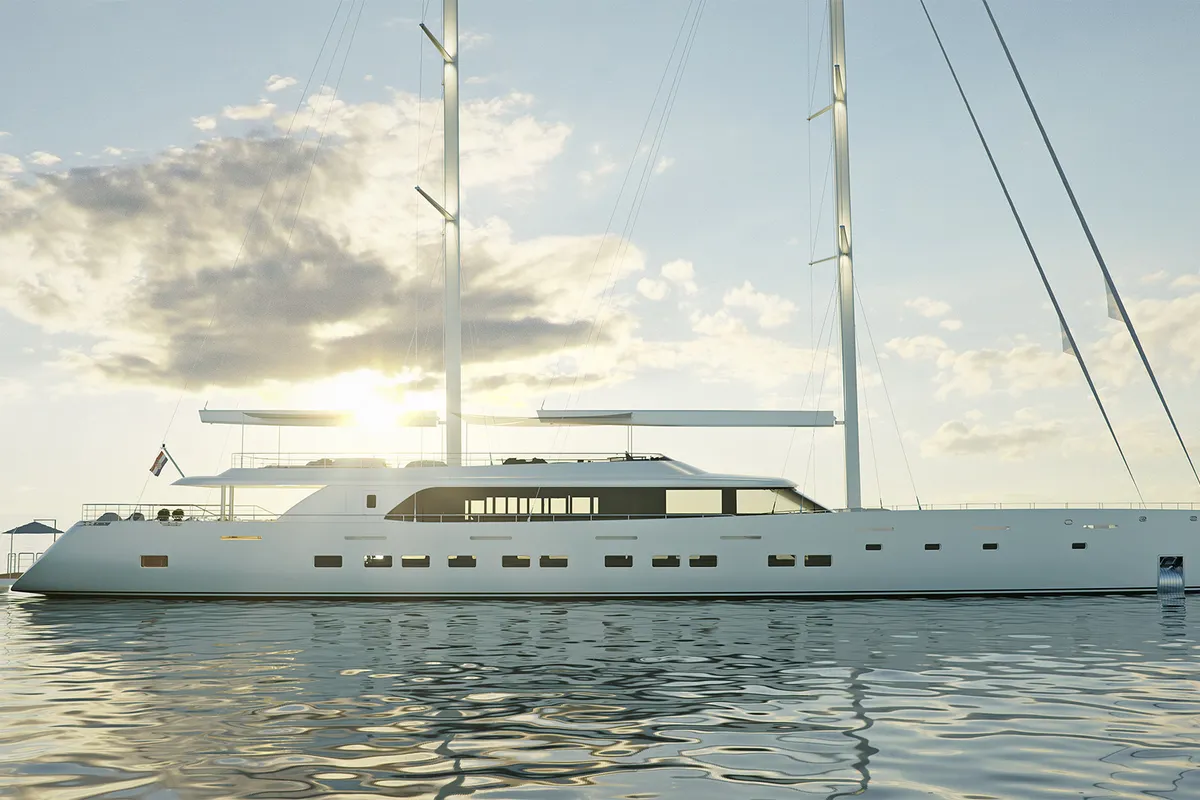 Exterior view of M/S Ad Astra, a Kolotura M/S Ad Astra motor yacht at Split, Croatia
