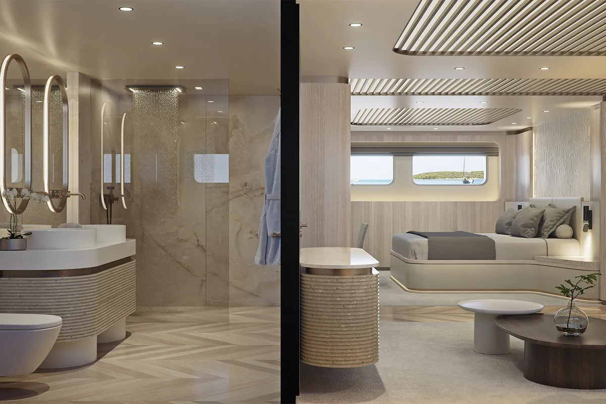 Cabin on M/S Ad Astra, a Kolotura M/S Ad Astra motor yacht at Split, Croatia