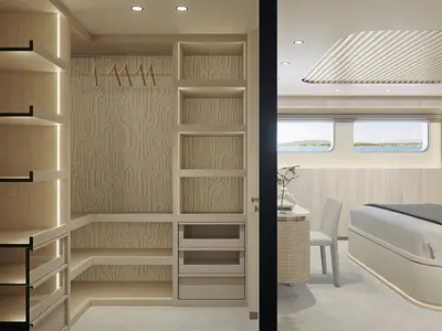 Cabin on M/S Ad Astra, a Kolotura M/S Ad Astra motor yacht at Split, Croatia