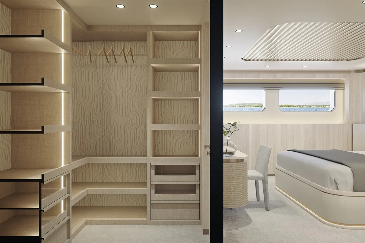 Cabin on M/S Ad Astra, a Kolotura M/S Ad Astra motor yacht at Split, Croatia