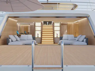 Deck of M/S Ad Astra, a Kolotura M/S Ad Astra motor yacht at Split, Croatia