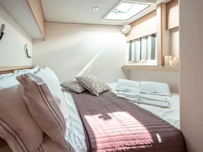 Cabin on Fountaine Pajot Saba 50, a catamaran at Athens, Greece