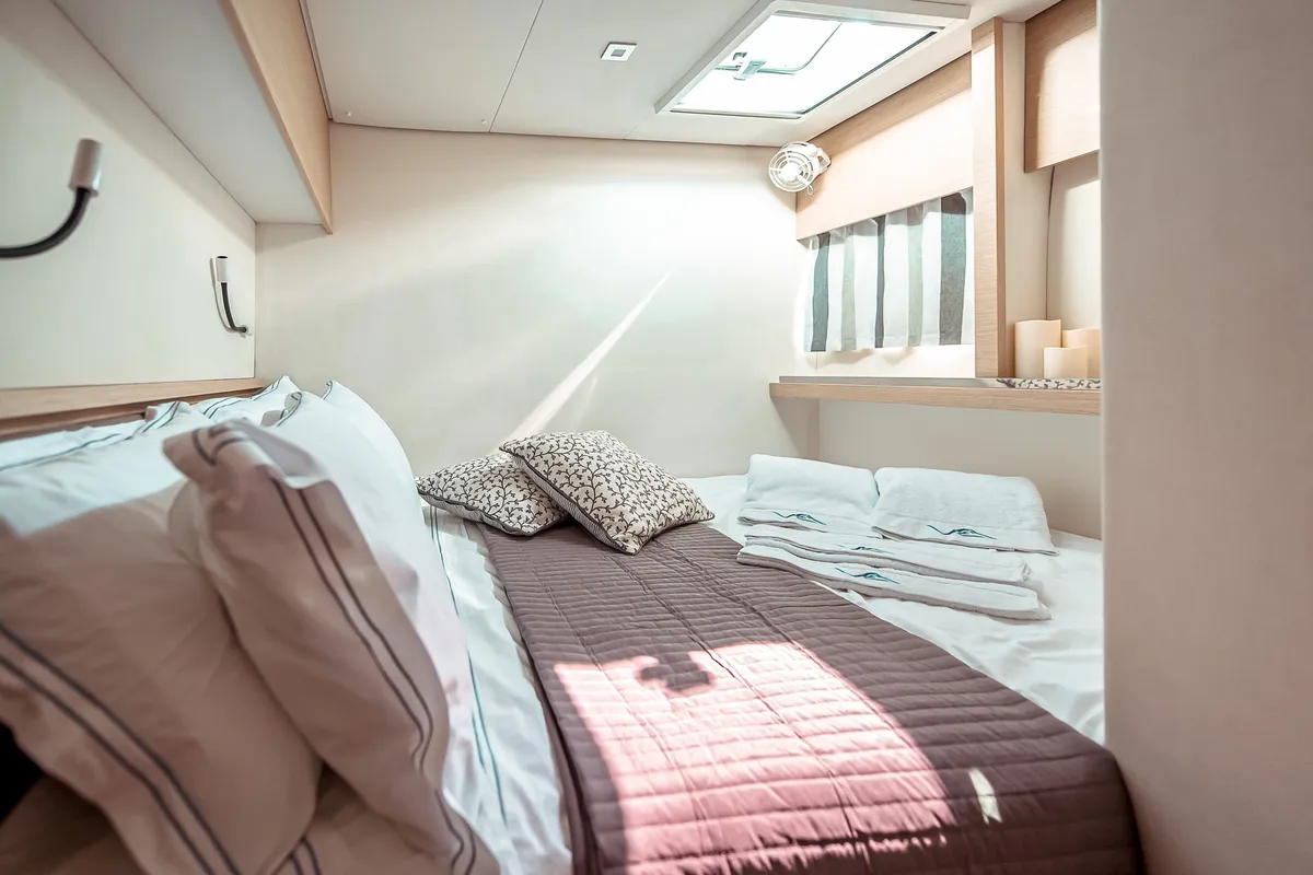 Cabin on Fountaine Pajot Saba 50, a catamaran at Athens, Greece