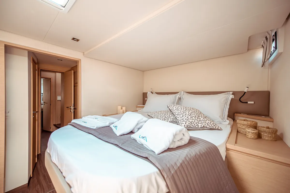 Cabin on Fountaine Pajot Saba 50, a catamaran at Athens, Greece
