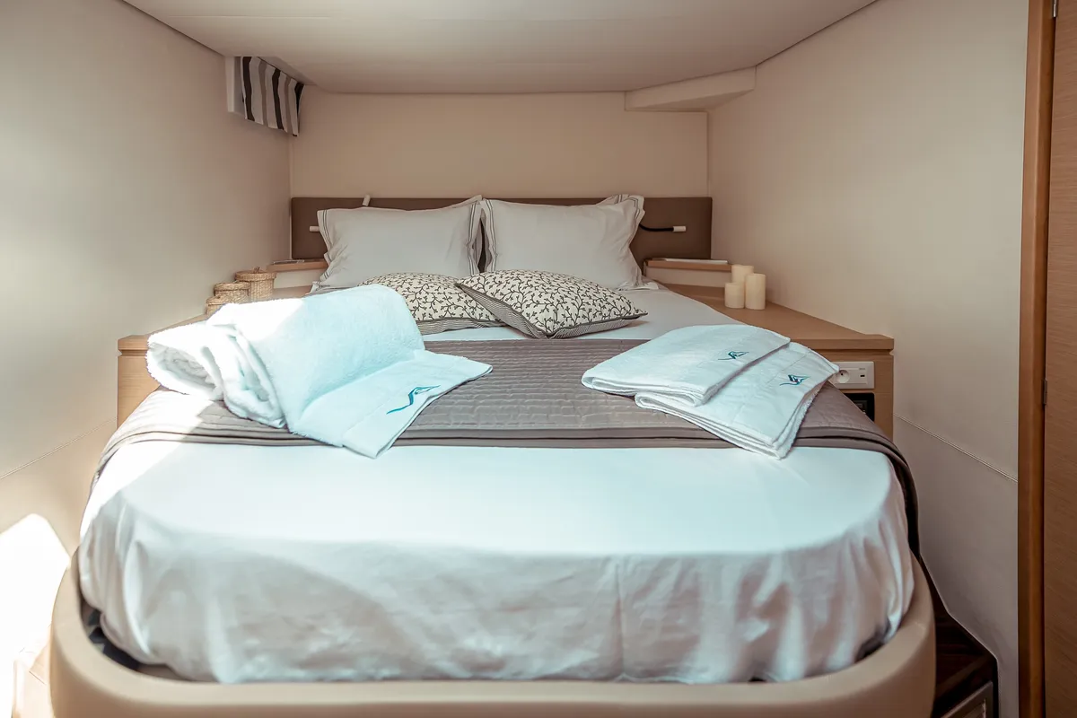 Cabin on Fountaine Pajot Saba 50, a catamaran at Athens, Greece