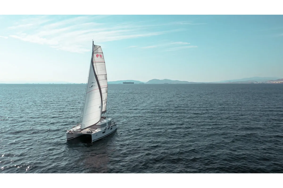 Exterior view of Fountaine Pajot Saba 50, a catamaran at Athens, Greece