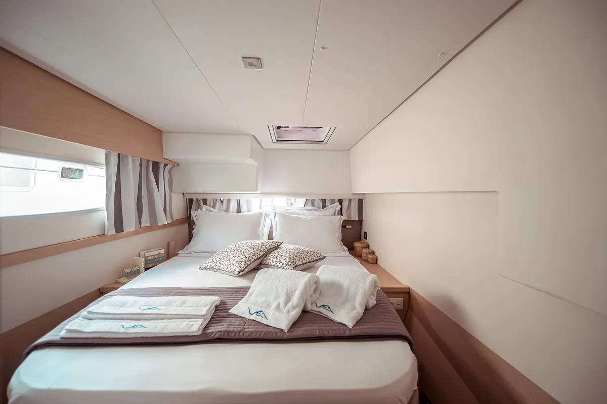 Cabin on Fountaine Pajot Saba 50, a catamaran at Athens, Greece