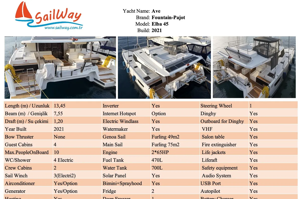 Fountaine Pajot Elba 45, a catamaran at Marmaris, Turkey