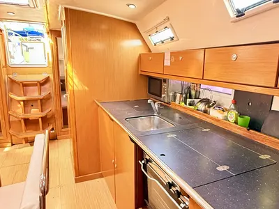 Galley of Paola, a Bavaria 40 Cruiser sailboat at Kavala, Greece