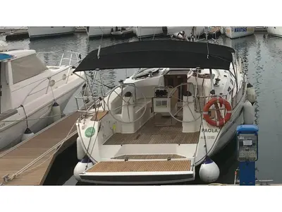 Cockpit of Paola, a Bavaria 40 Cruiser sailboat at Kavala, Greece